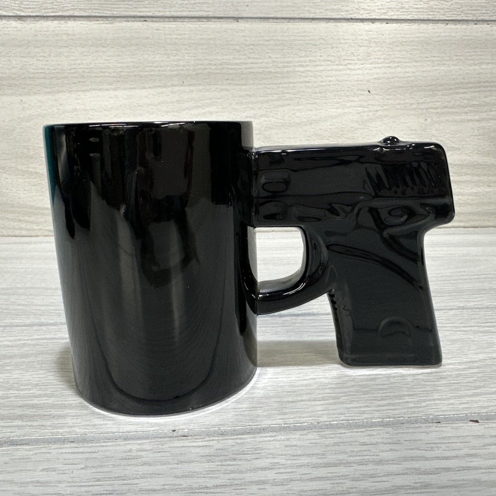BIG MOUTH TOYS Black Ceramic Pistol Handle 3" Novelty‎ Coffee Mug 4.25 x 3.25